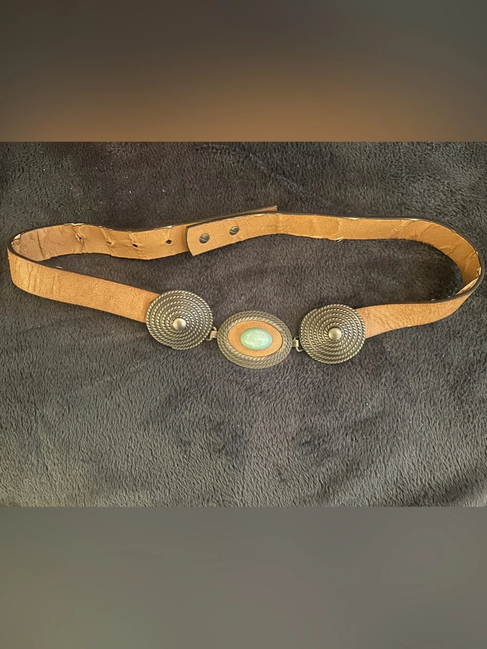 Vintage leather turquoise belt